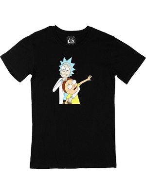 Cix Rick And Morty Tasarımlı Siyah T-Shirt