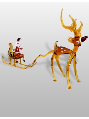 Cam Sanatı Noel Baba Geyikli Kızak