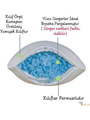 Viselia Visco Uyku Yastığı Pamuklu Visko Destek Yatış Minderi Visco Kırpıntı Parçacıklı Dolgu