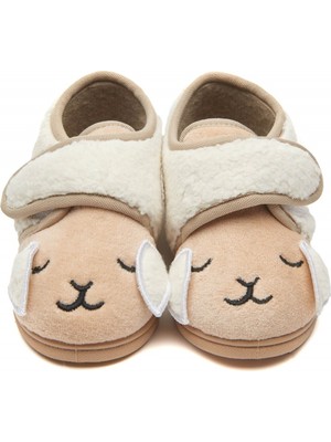 First Step Kuzu Cırt Cırtlı Panduf Kız Çocuklar İçin Yumuşak ve Kaydırmaz Tabanlı