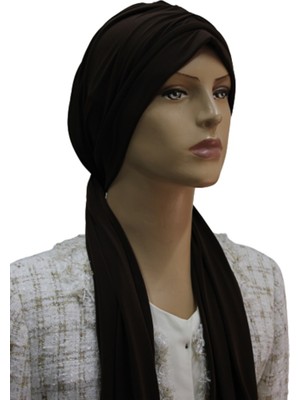 Eflin Kadın Tesettür Giyim Fularlı Bone Sandy Saks Kahverengi Büzgülü