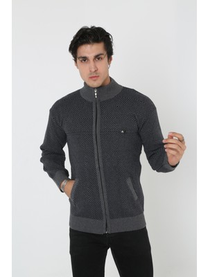 KMK Kombin Baba Süper Battal Triko Fermuarlı Örme Hırka & Kazak