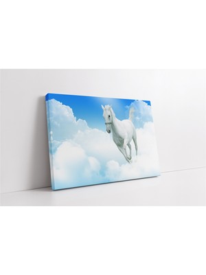 Tablosan Koşan Beyaz At Kanvas Tablo