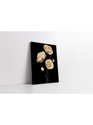 Tablosan Siyah Beyaz Çiçek Kanvas Tablo