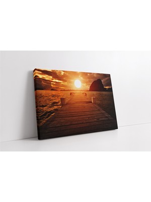 Tablosan Iskele ve Gün Batımı Kanvas Tablo