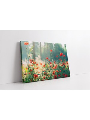 Tablosan Dalında Kırmızı Çiçek Kanvas Tablo