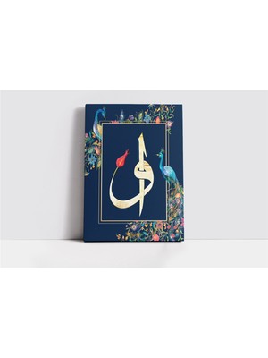 Tablosan Elif Vav Mavi Kanvas Tablo