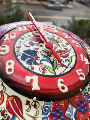 Has Yılmaz Çini Boyama Kabartma Duvar Saat 18 cm Çini Saat