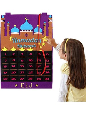 Ramazan Takvim Eid Mübarek Asılı Advent Takvim Saklama Çantası Çocuklar Için 30 Gün Hediye - Stil E Çoklu