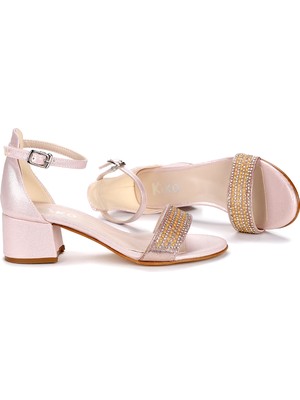 Kiko Kids Kiko 761 Vakko Günlük Kız Çocuk 3 cm Topuk Sandalet Ayakkabı Pudra