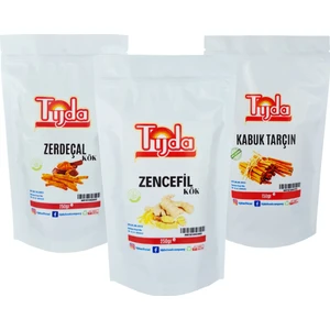 Zencefil Kök 250 Gr+Zerdeçal Kök 250Gr+TARÇIN Kabuk 150 Gr.