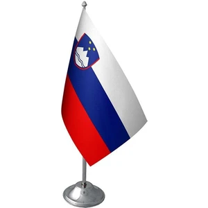 Masa Üstü Slovenya Bayrağı Krom Direk Masa Bayrak Seti
