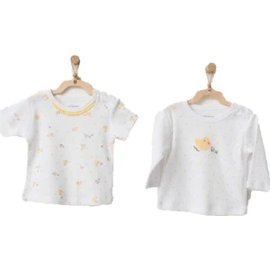 Kız Bebek Civciv Desenli Beyaz Tshirt  AC21577