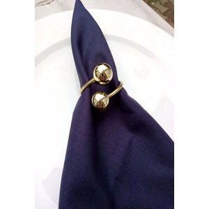 Emtory Home  Parlak gold boncuklu 6 adet gold metal halkalı peçete yüzüğü