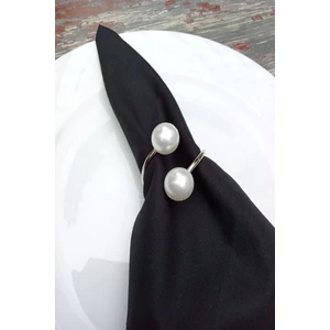 Emtory Home  12 adet gümüş metal halkalı krem incili peçete yüzüğü