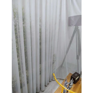 Ran Perde Tül Perde Düz Dökümlü Modern Tül Perde - Açık Gri - Pileli