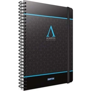 Academia Spiralli Siyah Mavi Sert Kapak 120 Yaprak 17X24 Çizgili Defter
