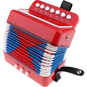 Çocuklar 7 Kyes Düğmesi Akordeon Müzik Oyuncak Çocuk Müzik Enstrüman Kırmızı (Yurt Dışından)