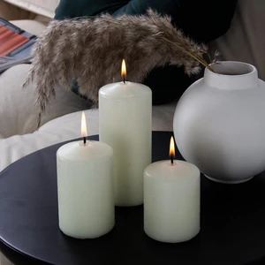 3'lü Silindir Mum Beyaz