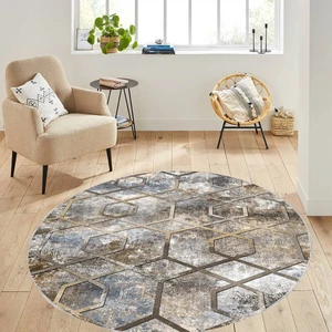 Rovigo Home Dijital Baskı Yıkanabilir Kaymaz Taban Yuvarlak Halı Rvg7101100