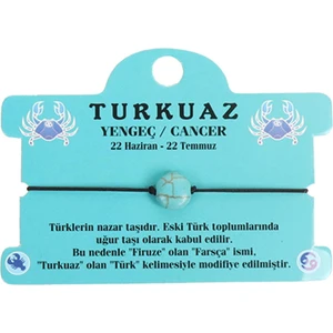 Turkuaz Doğal Taş Yengeç Burç Ip Bileklik
