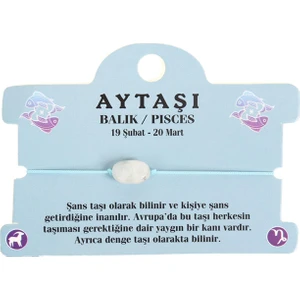 Ay Taşı Doğal Taş Balık Burç Ip Bileklik