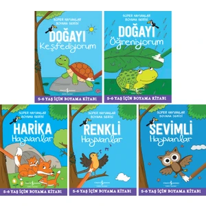 Süper Hayvanlar Boyama Serisi 5 Kitap Set / Doğayı Keşfediyorum - Doğayı Öğreniyorum - Harika Hayvanlar - Renkli Hayvanlar - Sevimli Hayvanlar