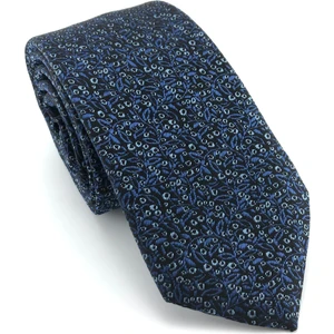 Lacivert Saks Mavi Desenli Slim Kravat