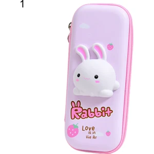 Tavşan Figürlü Çok Fonksiyonlu Fermuarlı Kalem Çantası - Pembe (Yurt Dışından)