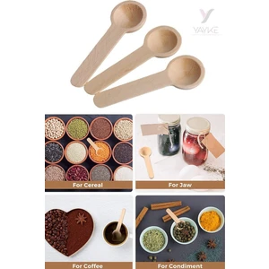 Mini Ahşap Kaşık Baharat Tuz Kaşık Baharat Reçeli Kahve Çeşni Bal Çayları Şeker (3 Adet)