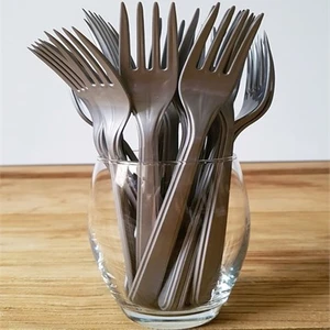 Kelebek Oyuncak Gümüş (Gri) Plastik Çatal 18 Cm-25 Adet