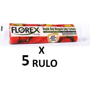 Çilek Kokulu Büzgülü Büyük Boy ( 65X70 cm ) Çöp Poşeti Kırmızı 5 Rulo 10*5=50 Adet