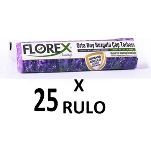 Lavanta Kokulu Büzgülü Orta Boy ( 55X60 cm ) Çöp Poşeti Mor 25 Rulo 10*25=250 Adet