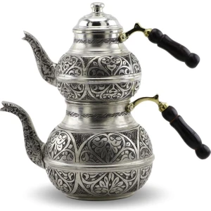 Sonay Bakırcılık 1,2 mm Kalın Keski Işleme Kalaylı Bakır Çaydanlık