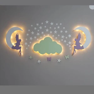Işıklı Toplar Dükkanı Dekoratif Ahşap Çocuk Odası Ledli Gece Lambası