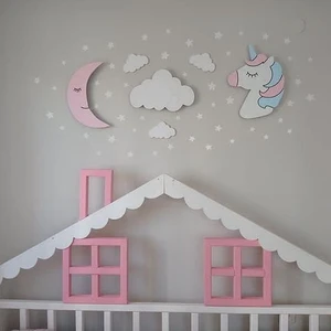 Işıklı Toplar Dükkanı Dekoratif Ahşap Çocuk Odası Ledli Unicorn Aydede Bulut Gece Lambası