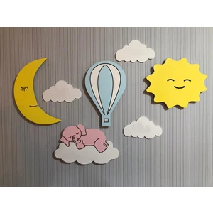 Işıklı Toplar Dükkanı Dekoratif Ahşap Çocuk Odası Ledli Gece Lambası