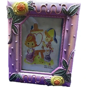 9X13 cm Plastik Fotoğraf Çerçevesi - Renkli Çiçek Desenli Camlı Çerçeve