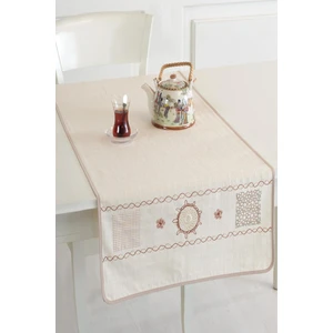 Ödel Home Naturel Biyeli Motifli İşlemeli 50 x 130 cm. Runner