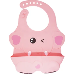 Agubugu Baby – Kabartmalı Figürlü ve Cepli Silikon Mama Önlüğü - Pembe