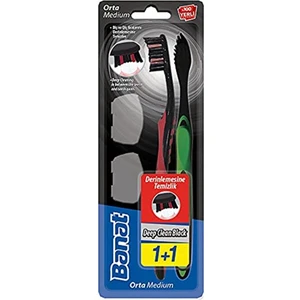 Banat Deep Clean Black Derinlemesine Temizlik Diş Fırçası 1+1 Orta  Manuel Diş Fır