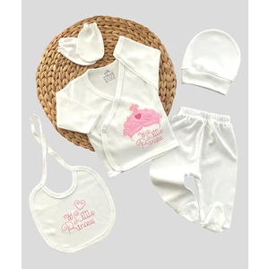 Misimosi Baby Prenses Desen 5 Parça Hastane Çıkışı Seti Pembe