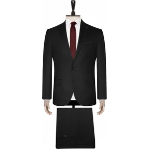 6 Drop Slim Fit Siyah Yeleksiz Düz Takım Elbise