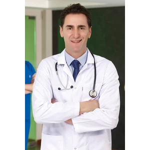 Çizgi Medikal Erkek Klasik Yaka Doktor Önlüğü Hemşire Eczacı Öğretmen Labaratuvar - Alpaka Kumaş