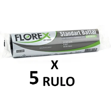 Florex Standart Battal Boy ( 72X95 cm ) Siyah Çöp Poşeti 5 Rulo 10*5=50