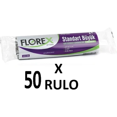 Florex Standart Büyük Boy ( 65X80 cm ) Mavi Çöp Poşeti 50 Rulo 10*50=500