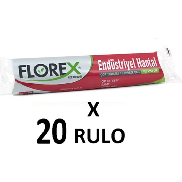 Florex Standart Endüstriyel Hantal ( 100X150 cm ) Siyah Çöp Poşeti 20 Rulo 5*20=100