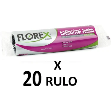 Florex Standart Endüstriyel Jumbo ( 80X110 cm ) Siyah Çöp Poşeti 20 Rulo 10*20=200