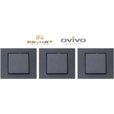 Ovivo Grano Füme Anahtar 3'lü Paket Çerçeve