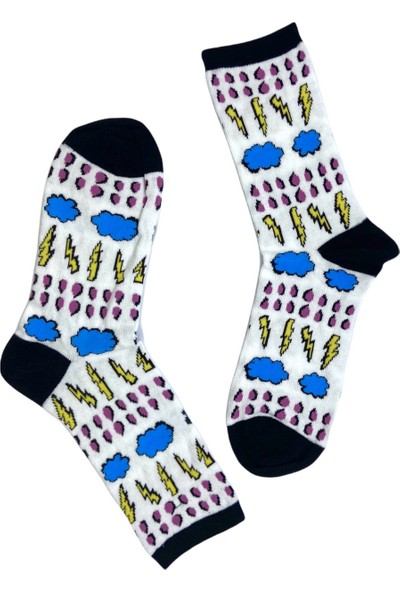 Black Arden Socks Tek Çift Hava Durumu Desenli Eğlenceli Çorap 36-41 Numara T-0146